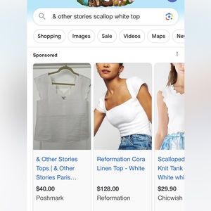 & Other Stories scallop white top, size 6